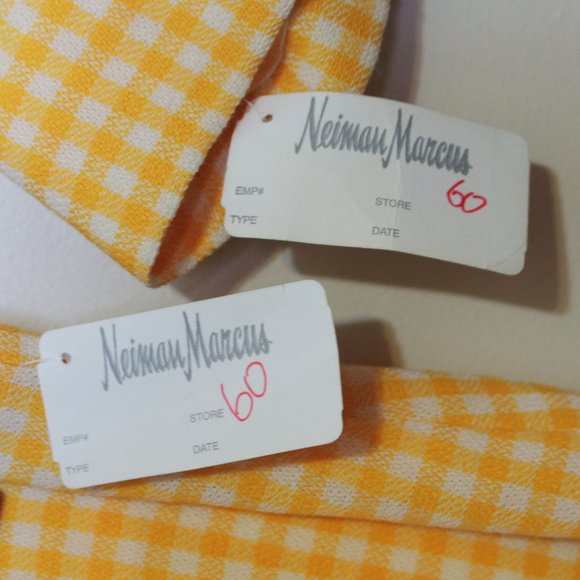 70s deadstock Neiman Marcus wool yellow plaid 2pc coord blazer skirt suit set - Picture 8 of 10